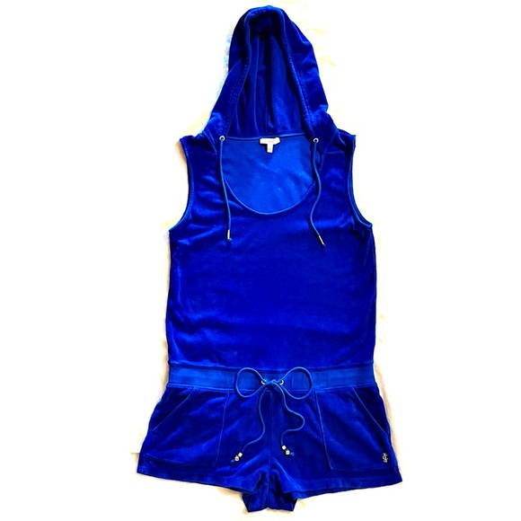 Juicy Couture Pants - Juicy Couture Y2K Blue Terry Cloth Romper w/ Hood Woman’s Size Large